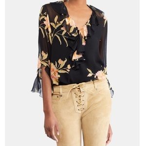 Polo Ralph Lauren ruffled sheer floral top